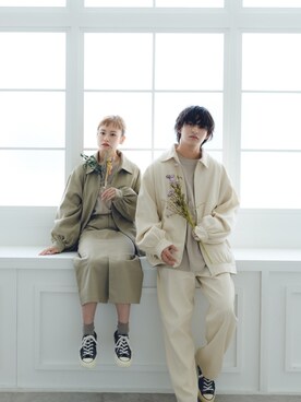 「flaner（フラネ）のアイテム（パンツ）」を使った、上野一稀さん（メンズ・173cm）の秋コーディネート