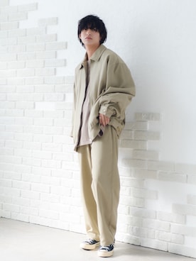 「flaner（フラネ）のアイテム（パンツ）」を使った、上野一稀さん（メンズ・173cm）の秋コーディネート