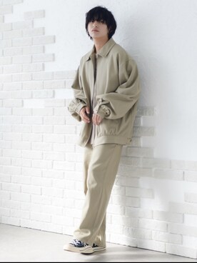 「flaner（フラネ）のアイテム（パンツ）」を使った、上野一稀さん（メンズ・173cm）の冬コーディネート