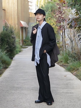 「COEUR（クール）のアイテム」を使った、上野一稀さん（メンズ・173cm）の冬コーディネート