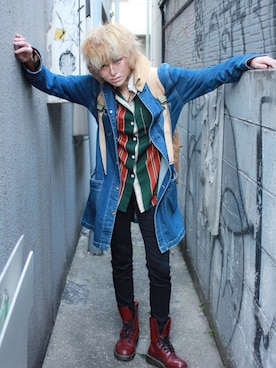 「Rodeo Crowns（ロデオクラウンズ）のアイテム（デニムジャケット）」を使った、うにさんさん（レディース・158cm）の春コーディネート