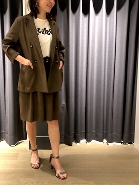 「YECCA VECCA（イェッカヴェッカ）のタックショートパンツ　＊（その他パンツ）」を使った、marinaさん（レディース・156cm）の春コーディネート