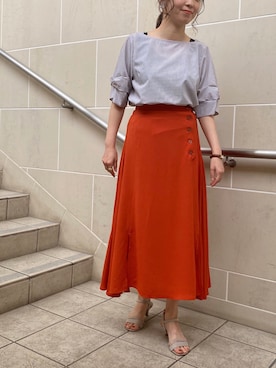 「オレンジスカート」｜marinaさん（レディース・156cm）の夏コーディネート