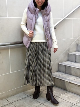 「YECCA VECCA（イェッカヴェッカ）のアイテム（ダウンベスト）」を使った、marinaさん（レディース・156cm）の秋コーディネート