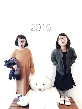 「UNIQLO（ユニクロ）のアイテム（MA-1）」を使った、riri×nanaさん（キッズ・110cm）の冬コーディネート