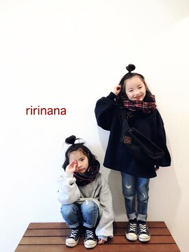 「袖ボリューム」｜「アイテム（パーカー）」を使った、riri×nanaさん（キッズ・110cm）の冬コーディネート