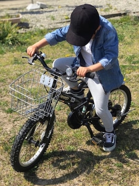「AZUL by moussy（アズールバイマウジー）のアイテム（キャップ）」を使った、kiii30さん（キッズ・110cm）の夏コーディネート