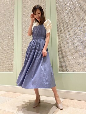 「JILL by JILL STUART（ジルバイジルスチュアート）のアイテム（Tシャツ/カットソー）」を使った、JILL by JILL STUART STAFFさん（レディース・166cm）の夏コーディネート