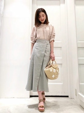 「JILL by JILL STUART（ジルバイジルスチュアート）のアイテム（かごバッグ）」を使った、JILL by JILL STUART STAFFさん（レディース・162cm）の春コーディネート