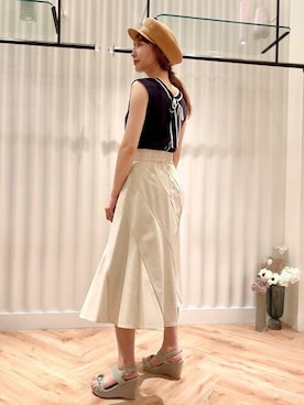 「JILL by JILL STUART（ジルバイジルスチュアート）のアイテム（サンダル）」を使った、JILL by JILL STUART STAFFさん（レディース・157cm）の春コーディネート