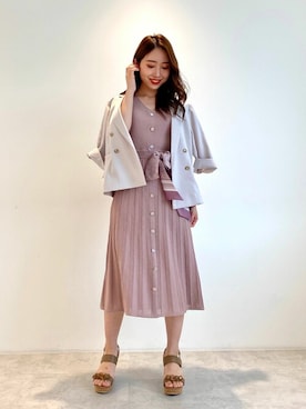 「アイテム（テーラードジャケット、ピンク系）」を使った、JILL by JILL STUART STAFFさん（レディース・155cm）の夏コーディネート
