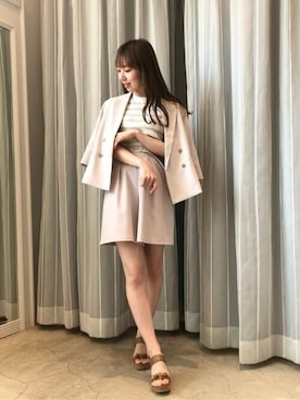 「アイテム（テーラードジャケット、ピンク系）」を使った、JILL by JILL STUART STAFFさん（レディース・161cm）の夏コーディネート