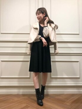 「レースアップシューズ」｜「アイテム（ライダースジャケット）」を使った、JILL by JILL STUART STAFFさん（レディース・161cm）の秋コーディネート