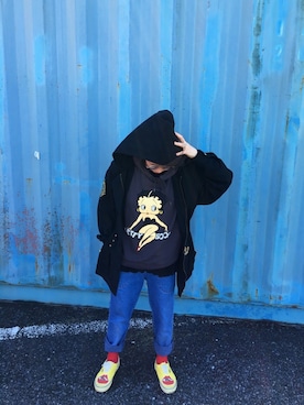 「アイテム（ナイロンジャケット）」を使った、kyuligunさん（レディース・155cm）の春コーディネート