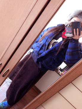 「POLO SPORTS（ポロスポーツ）のvintage（ダウンジャケット/コート、ブルー系）」を使った、Naommさん（レディース・160cm）の冬コーディネート