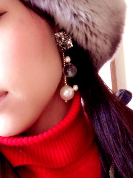 「Remのアイテム（イヤリング、ブラック系）」を使った、Naommさん（レディース・160cm）の冬コーディネート
