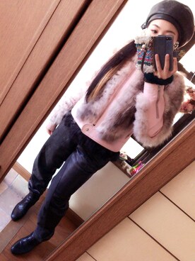 「calico（キャリコ）のアイテム（パンツ、ブラック系）」を使った、Naommさん（レディース・160cm）の冬コーディネート