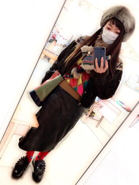 「VINTAGE（ヴィンテージ）のアイテム（トップス、その他）」を使った、Naommさん（レディース・160cm）の冬コーディネート