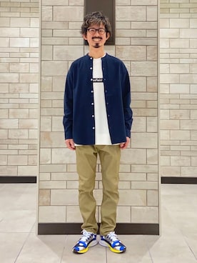 「coenスタッフスタイリング」｜「アイテム（ステンカラーコート）」を使った、coen Shinoさん（メンズ・165cm）の冬コーディネート