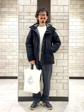 「coen（コーエン）のアイテム（バッグ）」を使った、coen Shinoさん（メンズ・165cm）の冬コーディネート