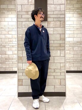 「USAコットン」｜「アイテム（スウェット）」を使った、coen Shinoさん（メンズ・165cm）の春コーディネート