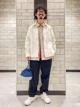 「USAコットン」｜「アイテム（ブルゾン）」を使った、coen Shinoさん（メンズ・165cm）の春コーディネート