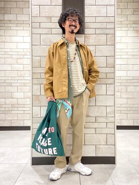 「バンダナ」｜「アイテム（ブルゾン）」を使った、coen Shinoさん（メンズ・165cm）の春コーディネート