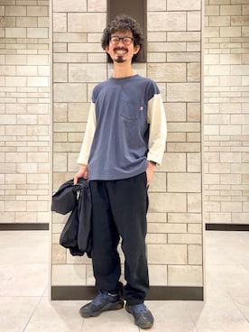 「USAコットン」｜「アイテム（スラックス）」を使った、coen Shinoさん（メンズ・165cm）の春コーディネート