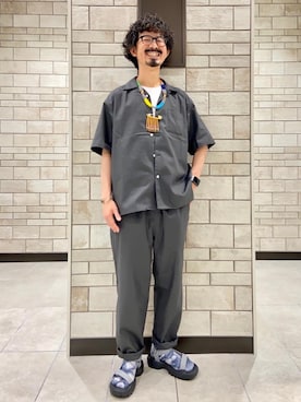 「USAコットン」｜「アイテム（サンダル）」を使った、coen Shinoさん（メンズ・165cm）の春コーディネート