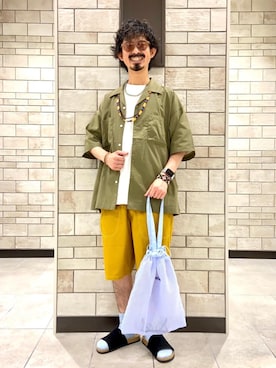 「USAコットン」｜「アイテム（サンダル）」を使った、coen Shinoさん（メンズ・165cm）の夏コーディネート