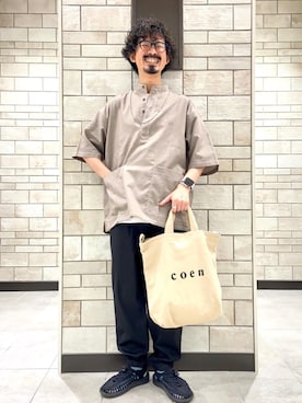 「ロゴ・コーエンベア」｜coen Shinoさん（メンズ・165cm）の夏コーディネート