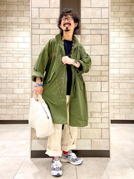 「coen（コーエン）のアイテム（モッズコート）」を使った、coen Shinoさん（メンズ・165cm）の秋コーディネート