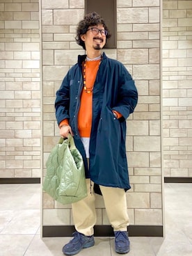 「coen（コーエン）のアイテム（モッズコート）」を使った、coen Shinoさん（メンズ・165cm）の秋コーディネート