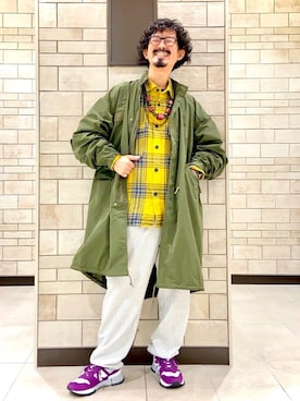「coen（コーエン）のアイテム（モッズコート）」を使った、coen Shinoさん（メンズ・165cm）の秋コーディネート