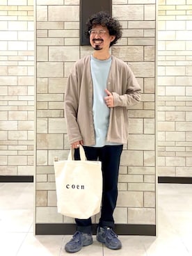 「coen（コーエン）のアイテム（バッグ）」を使った、coen Shinoさん（メンズ・165cm）の春コーディネート