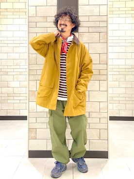 「coen（コーエン）のアイテム（ステンカラーコート）」を使った、coen Shinoさん（メンズ・165cm）の秋コーディネート