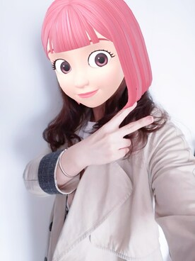 「soul cellのアイテム（トレンチコート、ベージュ系）」を使った、芒果泰泰さん（レディース）の春コーディネート