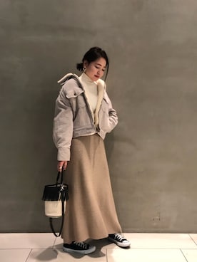 「アイテム（ブルゾン）」を使った、Saki_oさん（レディース・165cm）の冬コーディネート