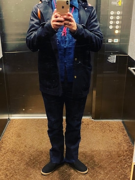 「Lee（リー）のアイテム（チェスターコート）」を使った、ごーさん（メンズ・173cm）の春コーディネート