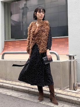 ワンピースを使った ファーベスト のレディース人気ファッションコーディネート Wear ワンピースを使った ファーベスト のレディース人気ファッションコーディネート Wear