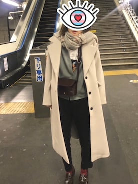 「ニコアンド」｜「アイテム（チェスターコート）」を使った、うにさん（レディース・168cm）の冬コーディネート