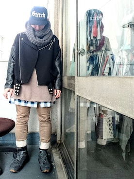 「Lee（リー）のアイテム（チノパンツ）」を使った、Keisuuuuさん（メンズ・160cm）の冬コーディネート