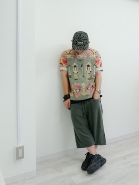 「フラワープリント」｜「アイテム（タンクトップ）」を使った、Keisuuuuさん（メンズ・160cm）の夏コーディネート