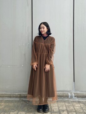 「Dr. Martens（ドクターマーチン）のDr.ﾏｰﾁﾝ　1460　8ホール（ブーツ）」を使った、Ireneさん（レディース・155cm）の冬コーディネート