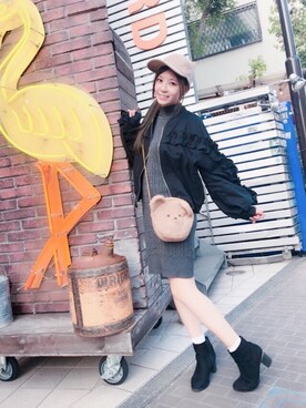「merry jenny（メリージェニー）のアイテム（キャップ）」を使った、天音みほさん（レディース・153cm）の秋コーディネート