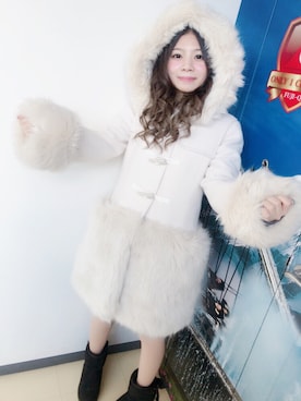 「SNIDEL（スナイデル）のアイテム（ダッフルコート）」を使った、天音みほさん（レディース・153cm）の冬コーディネート