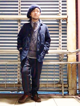 「TROVE（トローヴ）のアイテム（ハンチング/ベレー帽）」を使った、KENT BREAD HAT さん（メンズ・156cm）の冬コーディネート