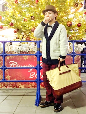 「FOSSIL（フォッシル）のアイテム（バッグ）」を使った、KENT BREAD HAT さん（メンズ・156cm）の冬コーディネート