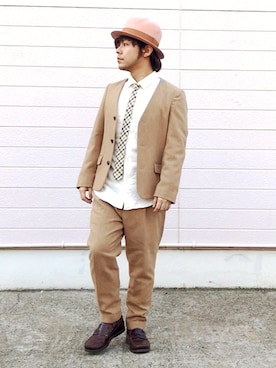 「BEAMS（ビームス）のアイテム（モカシン/デッキシューズ）」を使った、KENT BREAD HAT さん（メンズ・156cm）の春コーディネート