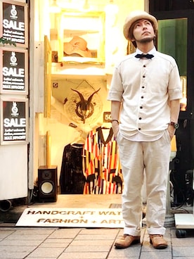 「A STORY TOKYO（アストーリートウキョウ）のアイテム（腕時計）」を使った、KENT BREAD HAT さん（メンズ・156cm）の夏コーディネート